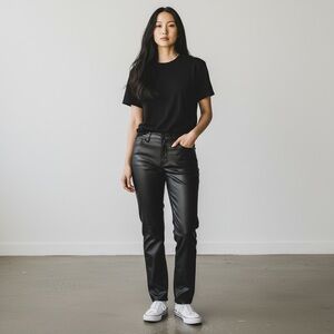 GAP Black Pleather Straight Leg Jeans